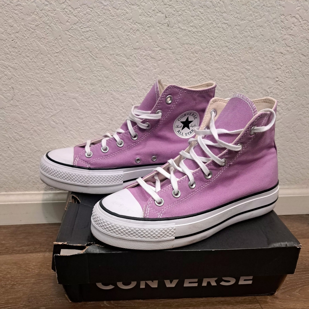 All Star Converse Rare Lilac High Top Women Sneaker Shoes US 9.5 - Picture 9 of 10